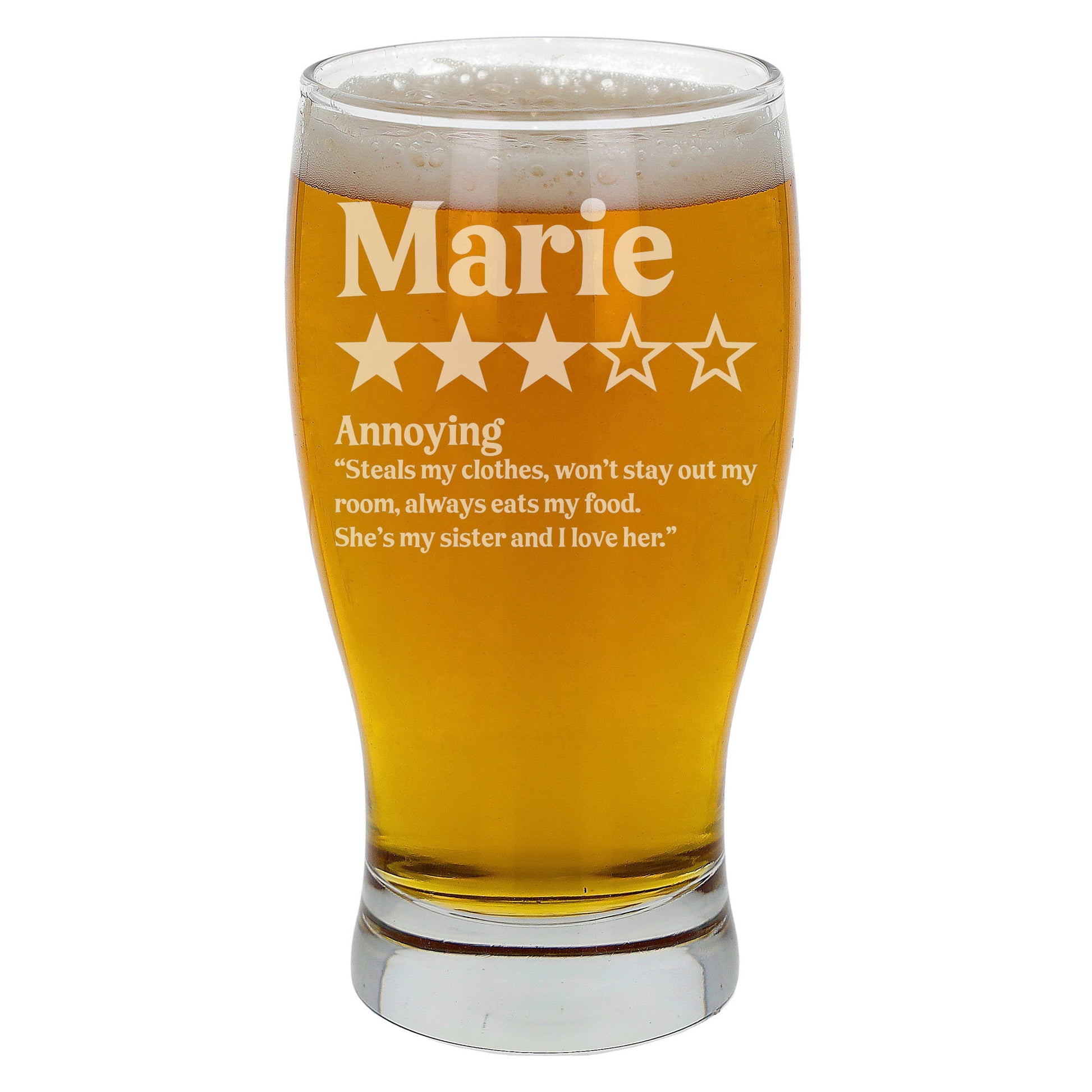 Personalised Novelty 5 Star Review Engraved Pint Glass and/or Coaster Set  - Always Looking Good -   