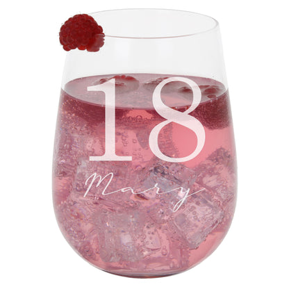 Personalised Gin Glass & Coaster – Engraved Name and Age Birthday Gift