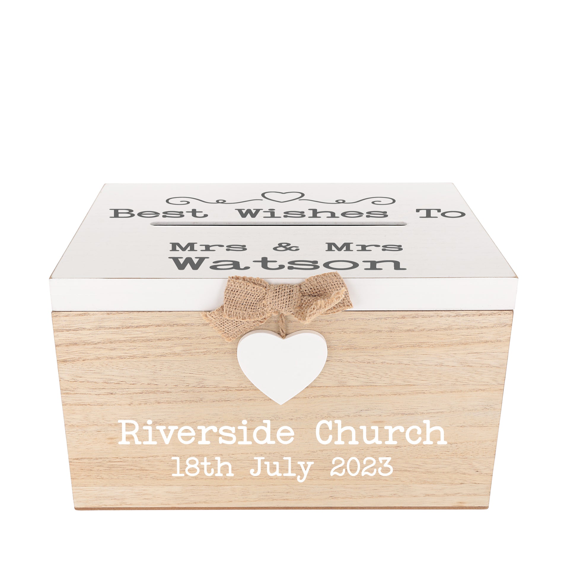 Personalised Gay Wedding Card White & Wooden Memory Box MRS & MRS  - Always Looking Good -   