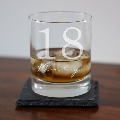 Personalised Whisky Glass with Name & Age – Birthday Gift for Him