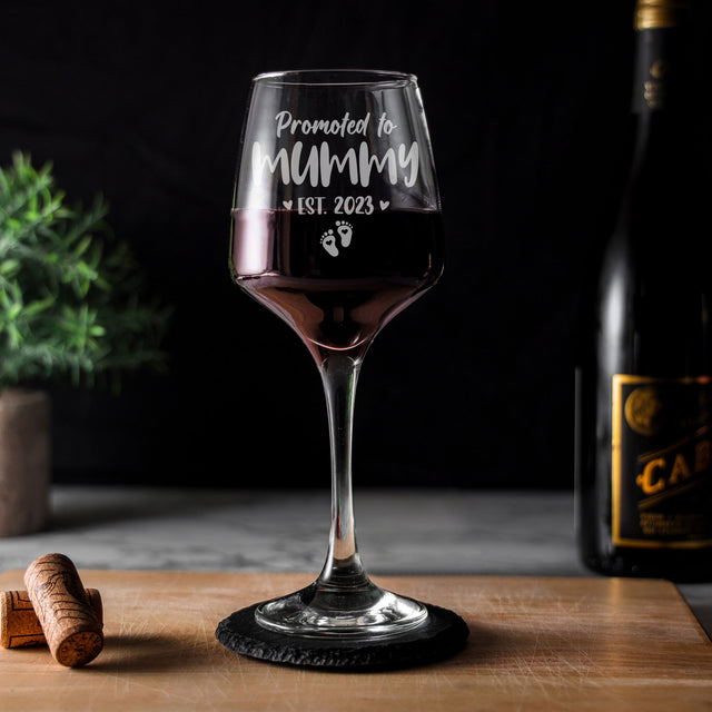 Pregnancy Announcement Gift - “Promoted To...” Engraved Wine Glass - Always Looking Good -   
