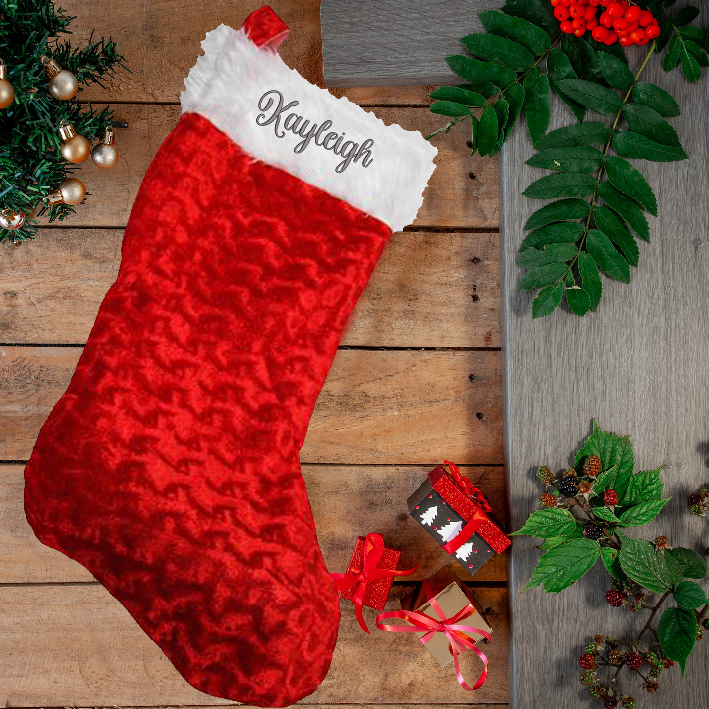 Extra Large Personalised Jumbo Plush Christmas Stocking Embroidered with Any Name