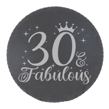 AGE & Fabulous Wine Glass For Birthday With Engraved Age (18-100) & Coaster