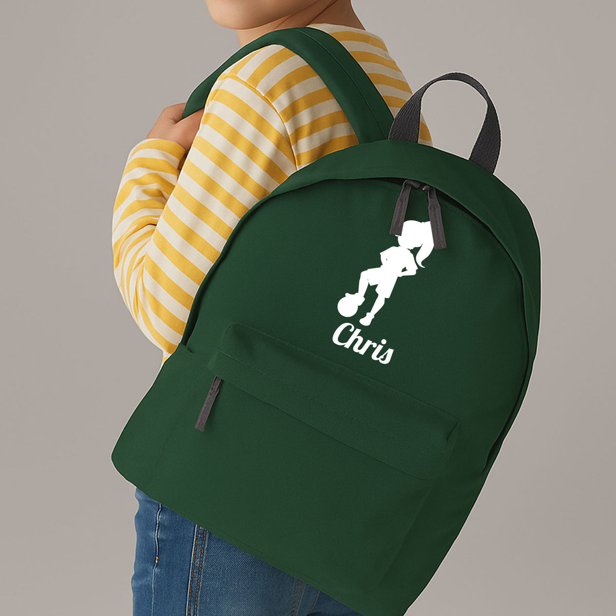 Personalised Girl Footballer Backpack | Kids School Bag with Name