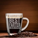 Best Farter I Mean Father Glass Coffee Mug – Block Design | Dad Gift