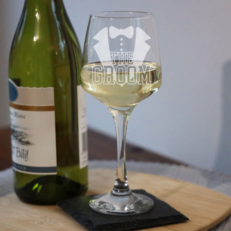 Groom Wedding Day Gift - Engraved Wine Glass and/or Coaster Set - Always Looking Good -   