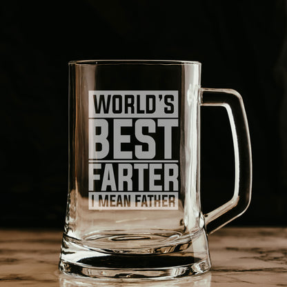Best Farter I Mean Father Beer Stein Glass & Slate Coaster Gift