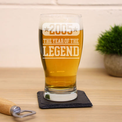 ANY Year Of The Legend Personalised Pint Glass &/or Coaster Set For Birthday  - Always Looking Good -   