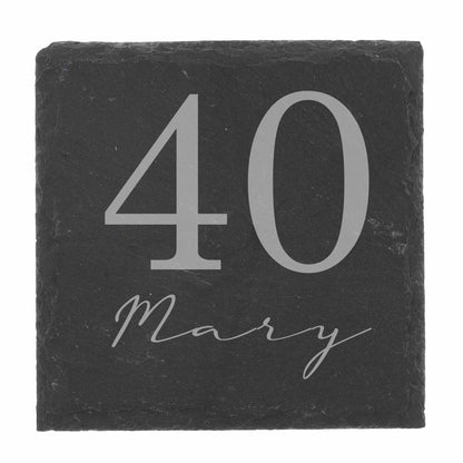 Age & Name Birthday Engraved Glass Coffee Mug & Coaster – Birthday Gift Set