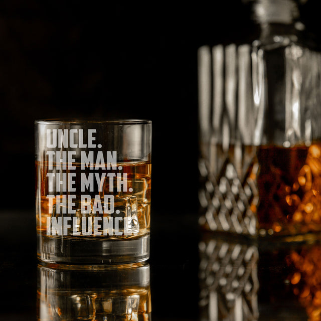 Uncle, The Man, The Myth, The Bad Influence Engraved Whisky Glass and/or Coaster Gift For Uncle
 - Always Looking Good -   
