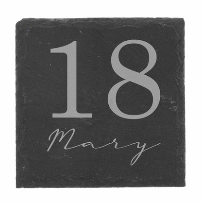 Personalised Gin Glass & Coaster – Engraved Name and Age Birthday Gift