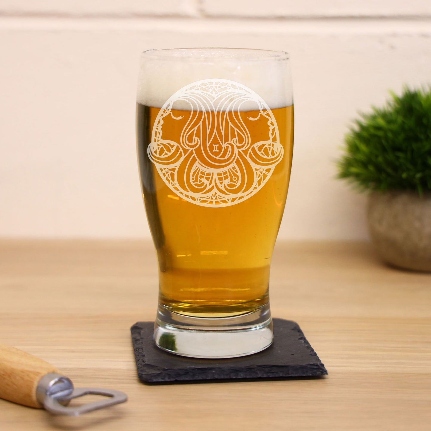 Gemini Zodiac Engraved Pint Glass  - Always Looking Good -   