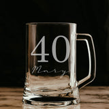 Name and Age Signature Font Engraved Beer Stein – Personalised Birthday Gift
