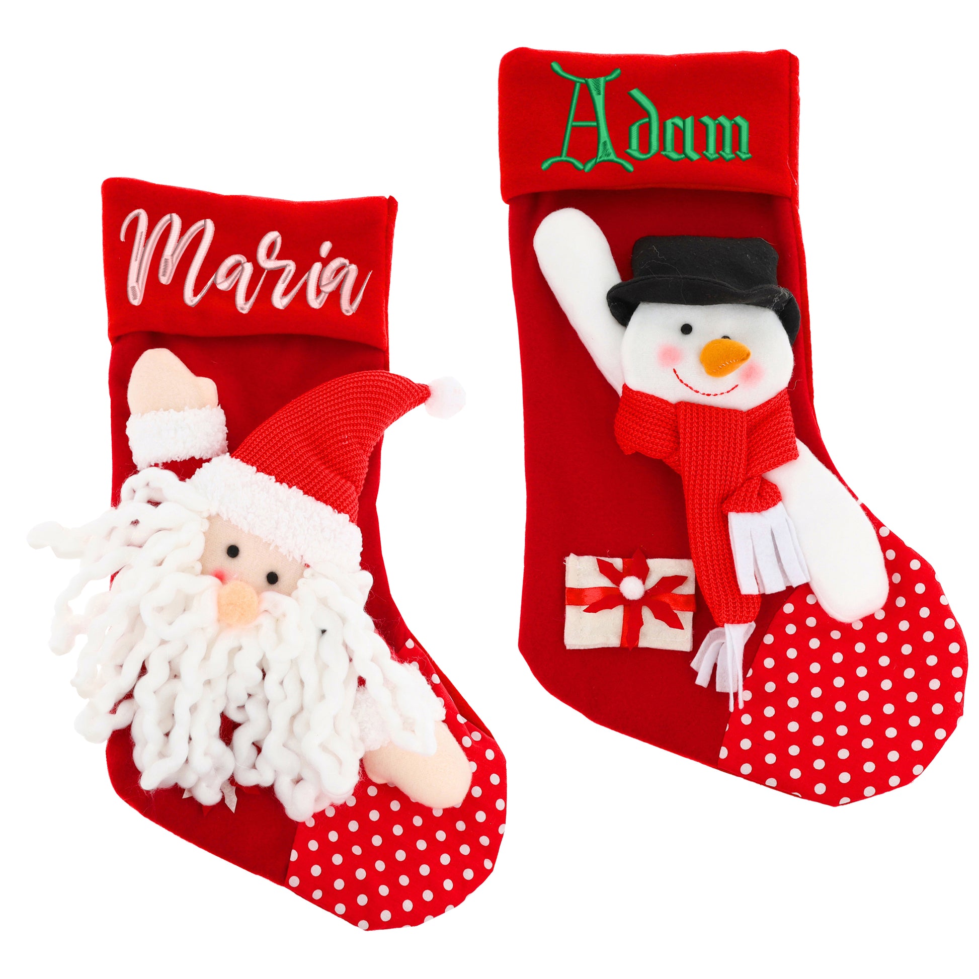 Embroidered Personalised 3D Christmas Stocking With Santa Or Snowman  - Always Looking Good -   