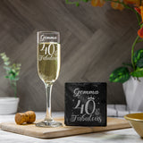 AGE & Fabulous Gifts - (18-100) Age Engraved Champagne Glass and/or Coaster