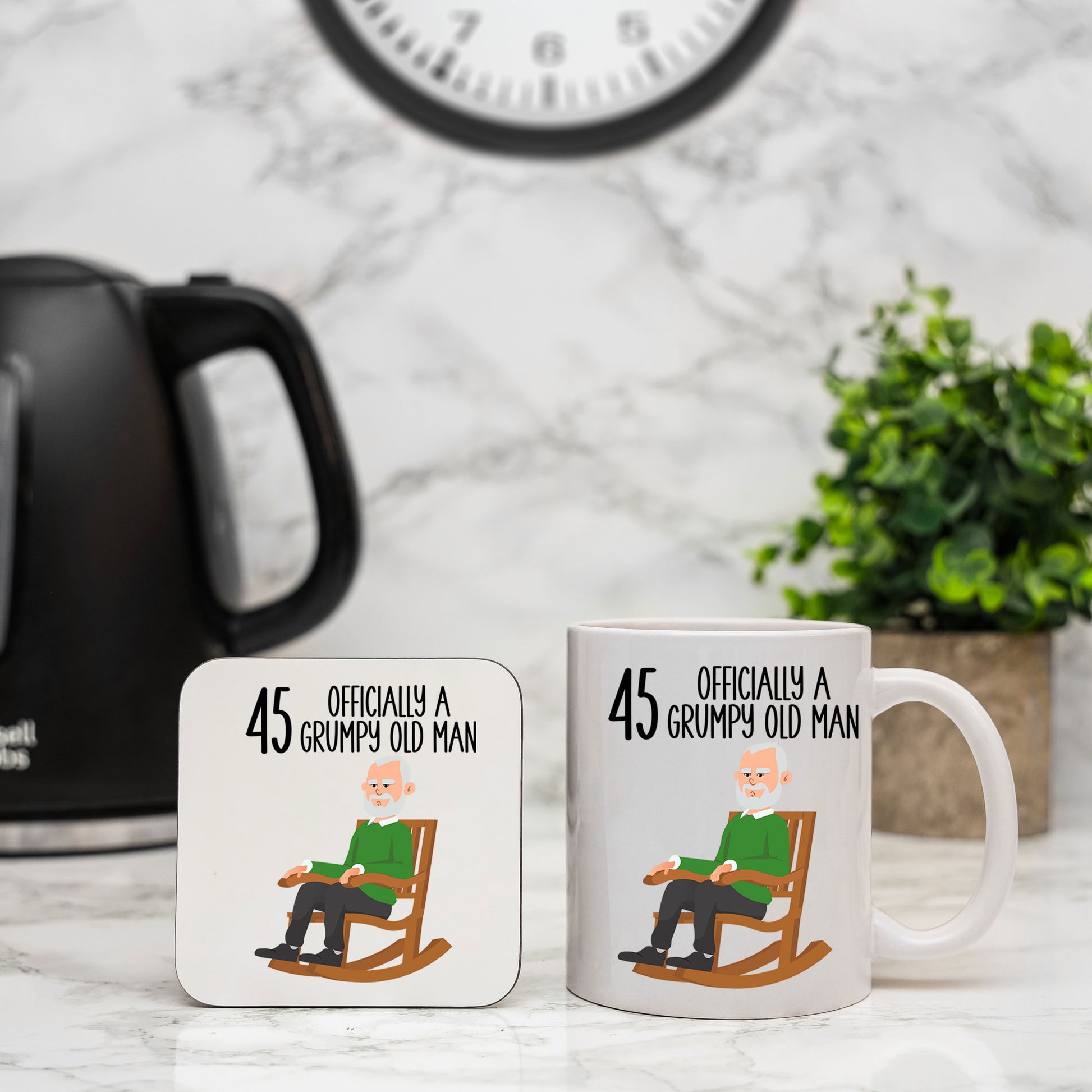 45 Officially A Grumpy Old Man Mug and/or Coaster Gift  - Always Looking Good -   