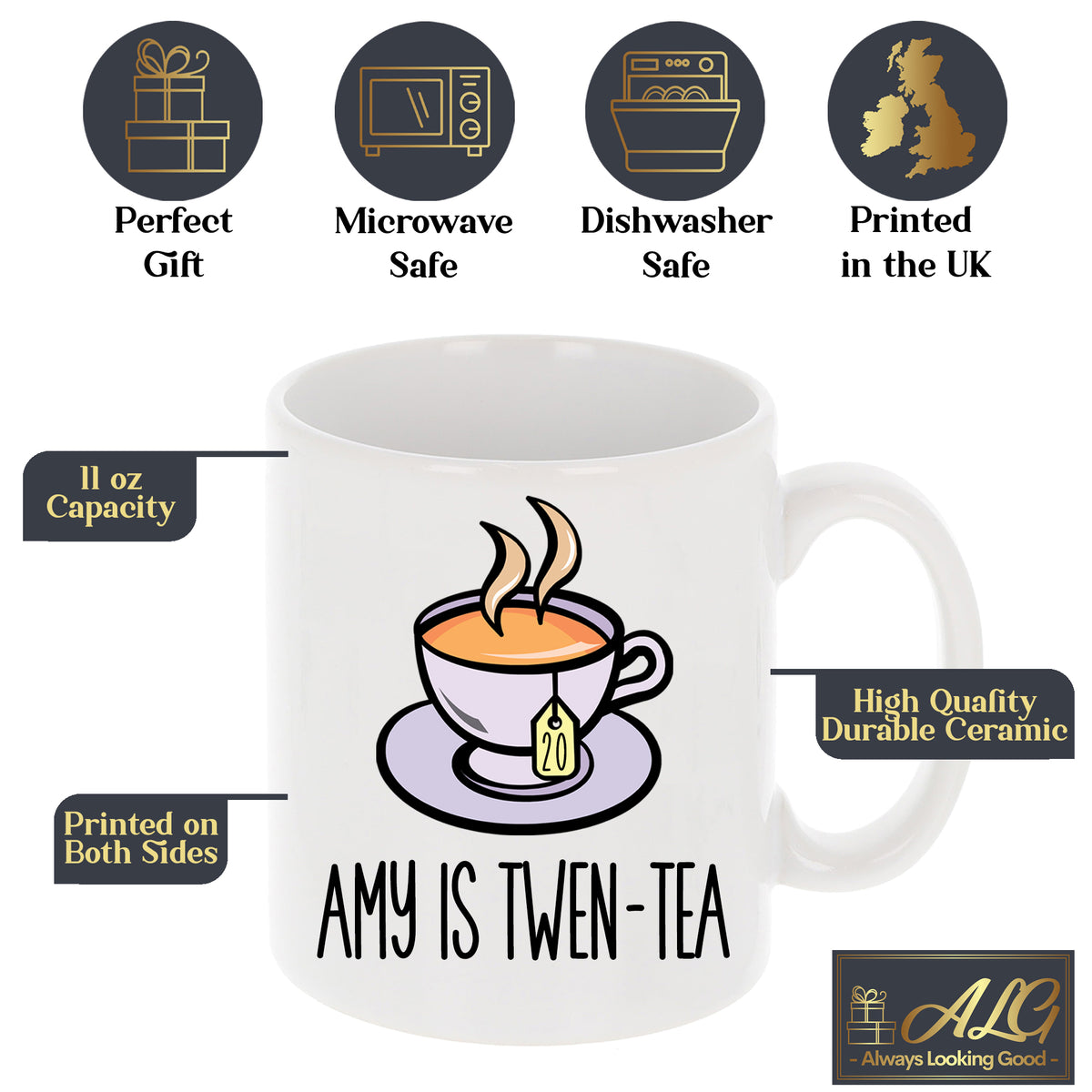 I Am Twen-Tea Personalised 20th Birthday Ceramic Mug – Funny Gift for Tea Lovers