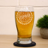 Step Dad Gifts - “Man Myth Legend Step Dad” Engraved Beer Glass and/or Coaster - Always Looking Good -   