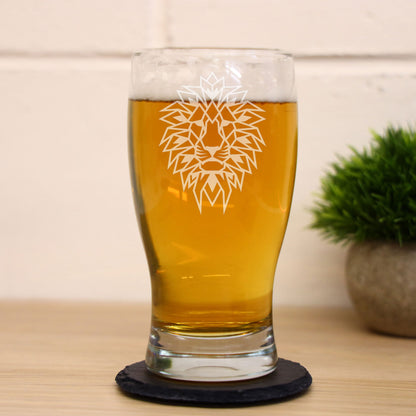 Lion Engraved Personalised Pint Glass  - Always Looking Good -   