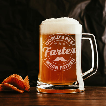 Engraved Beer Tankard Glass Stein for Dad - Funny Gifts for Dad