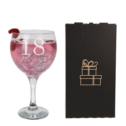 Personalised Engraved Name & Age Gin Glass Gift Set For Birthday Present