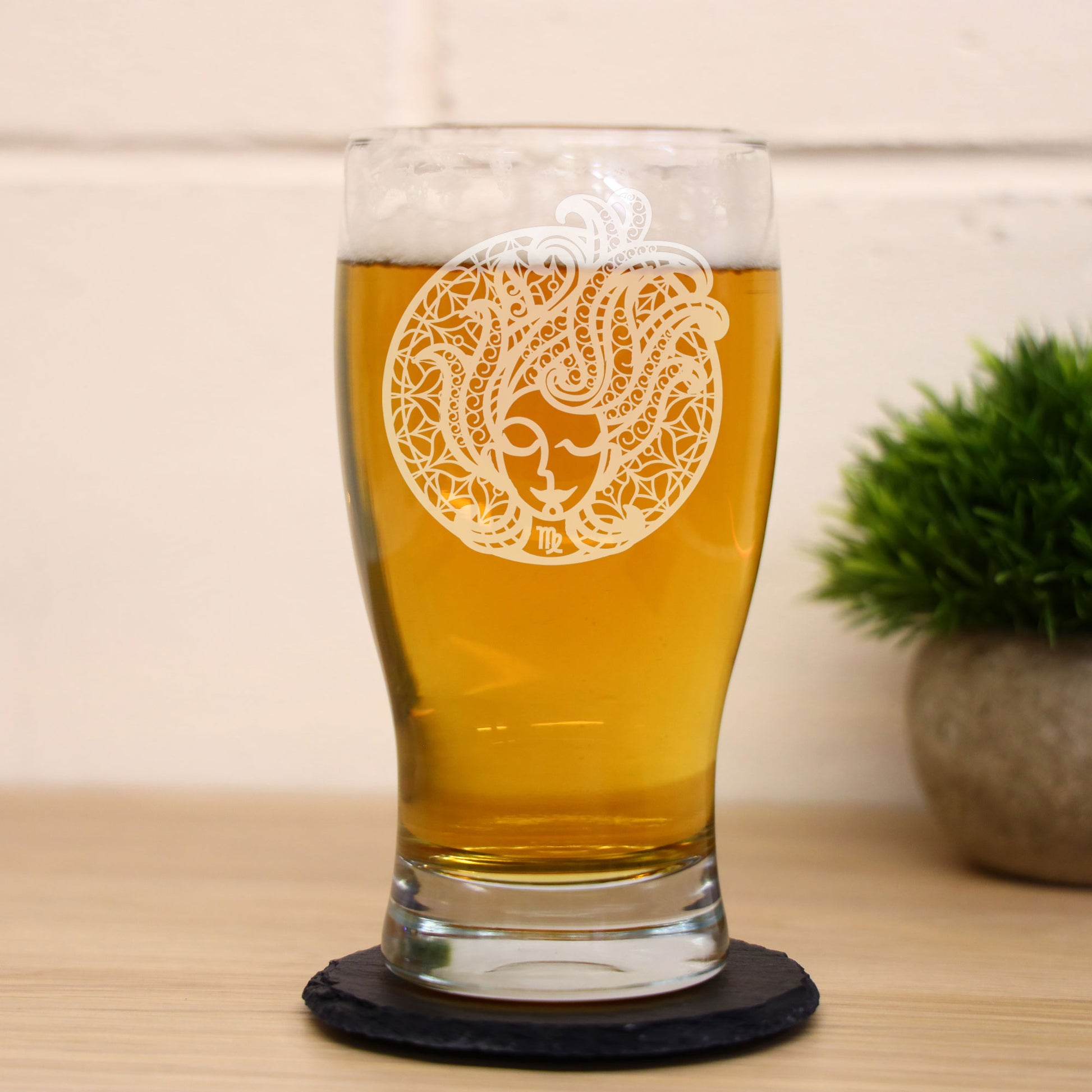 Virgo Zodiac Engraved Pint Glass  - Always Looking Good -   