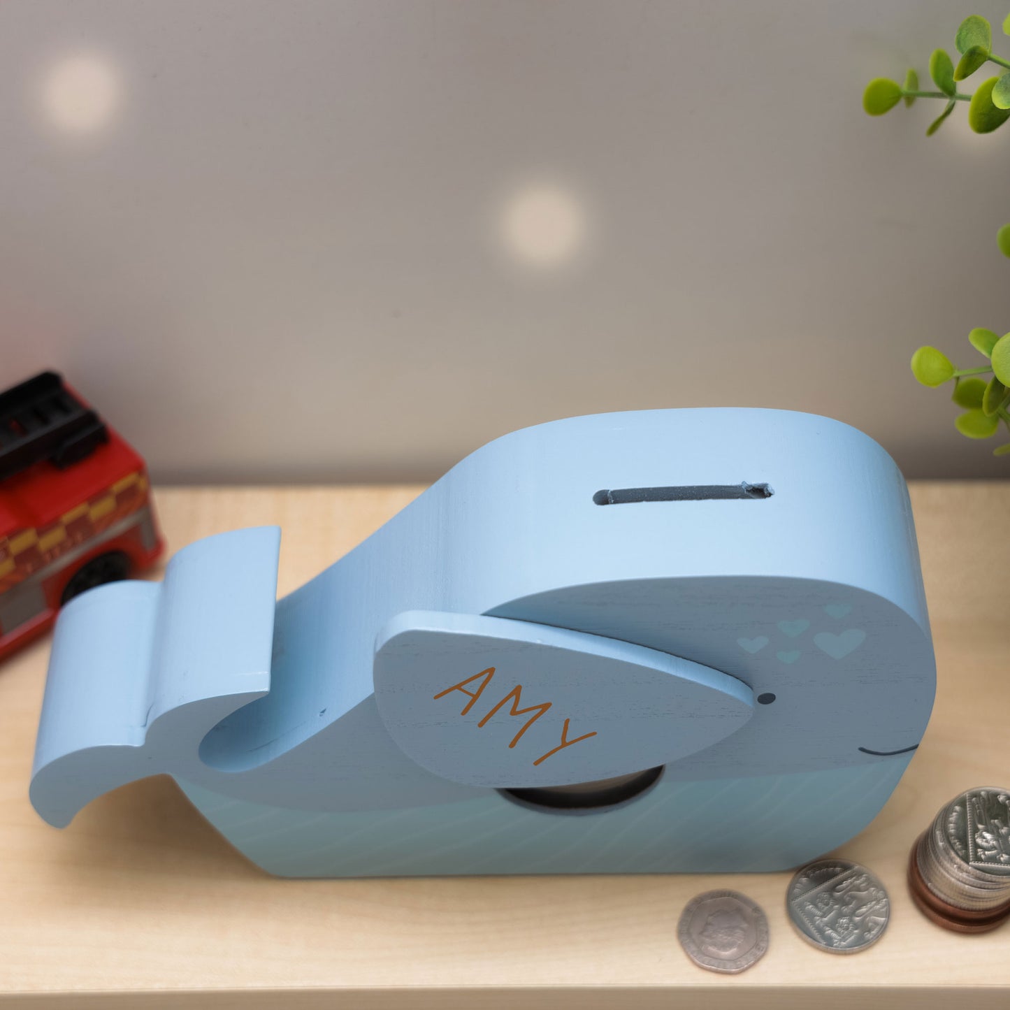 Personalised Engraved Kids Whale Money Box with Name  - Always Looking Good -   