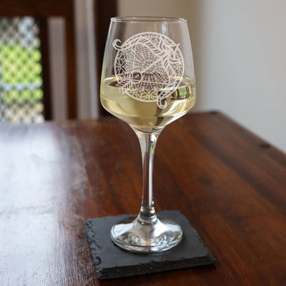 Starsign Zodiac Engraved Wine Glass and/or Slate Coaster for all birthdays