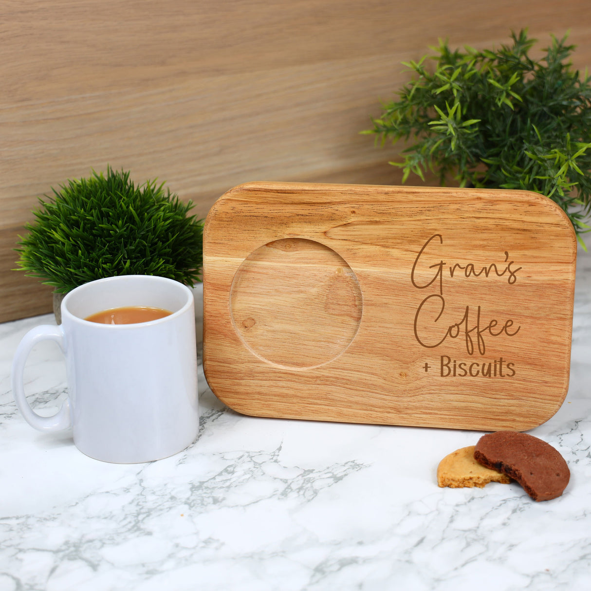 Personalised Gran's Coffee & Biscuit Engraved Board with Optional Mug