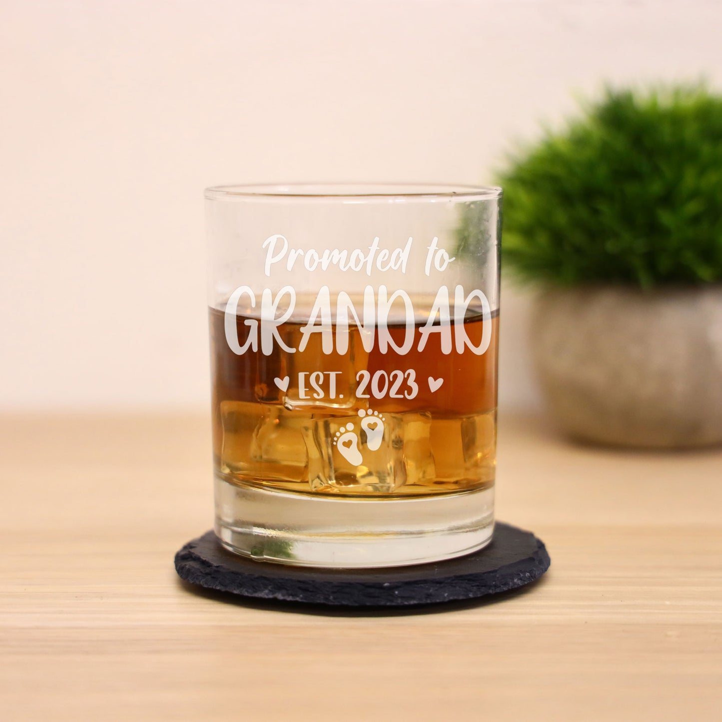 Pregnancy Announcement Gift “Promoted To......” Engraved Whisky Glass