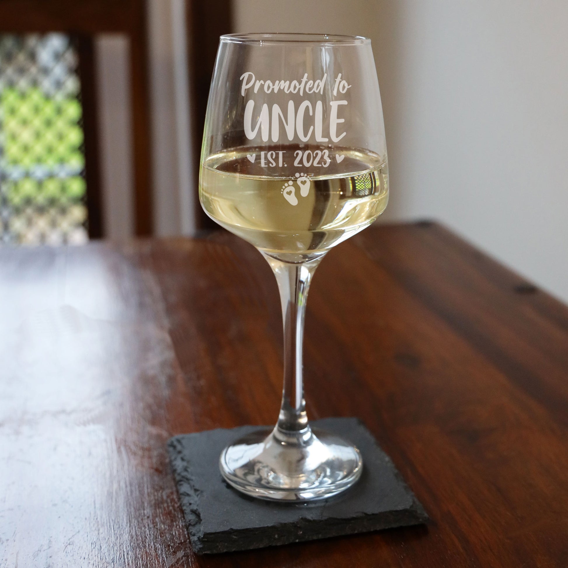 Promoted To Uncle Engraved Wine Glass  - Always Looking Good -   