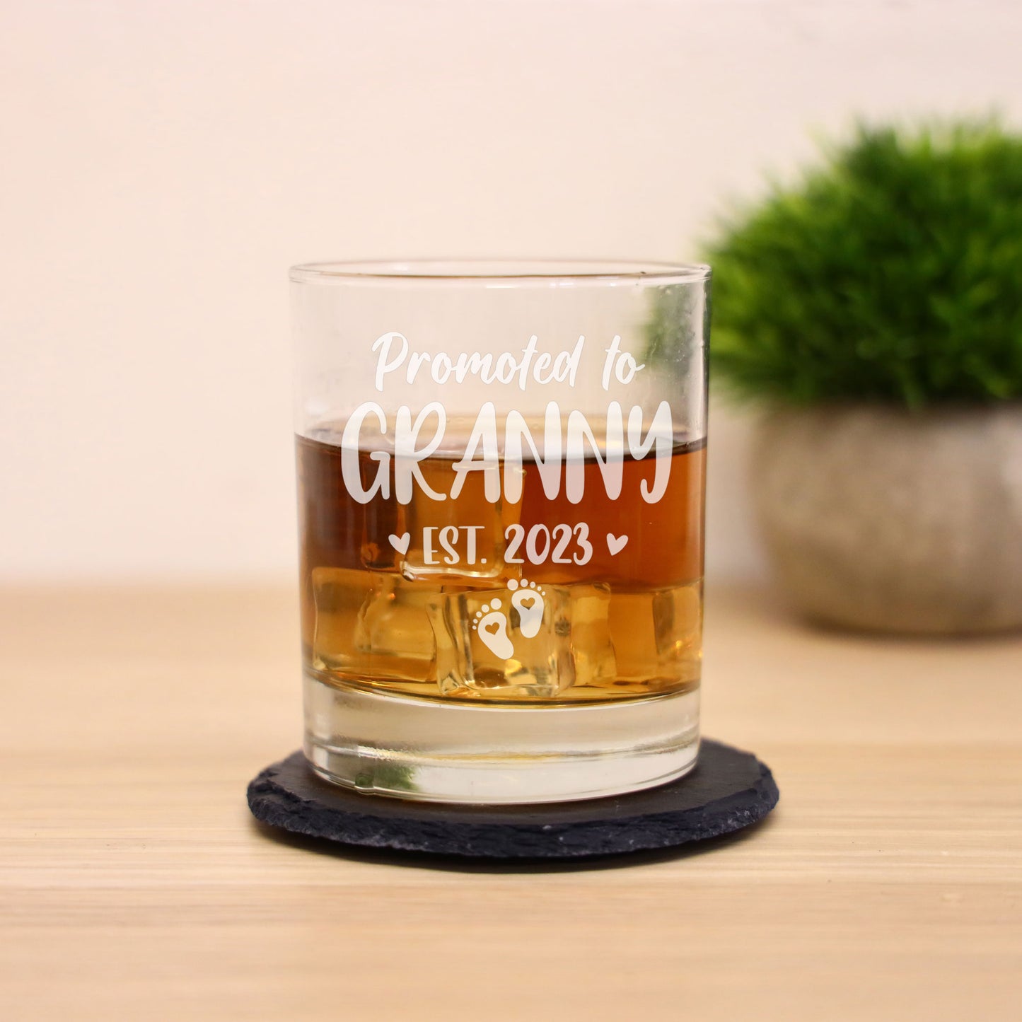 Pregnancy Announcement Gift “Promoted To......” Engraved Whisky Glass