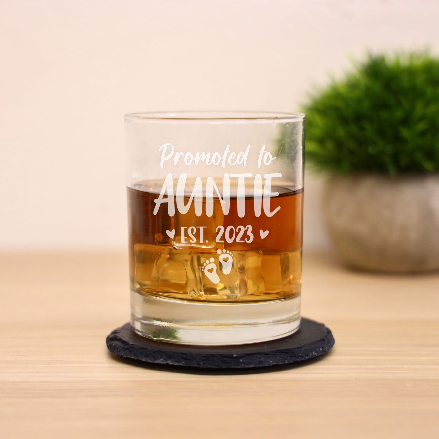 Pregnancy Announcement Gift “Promoted To......” Engraved Whisky Glass