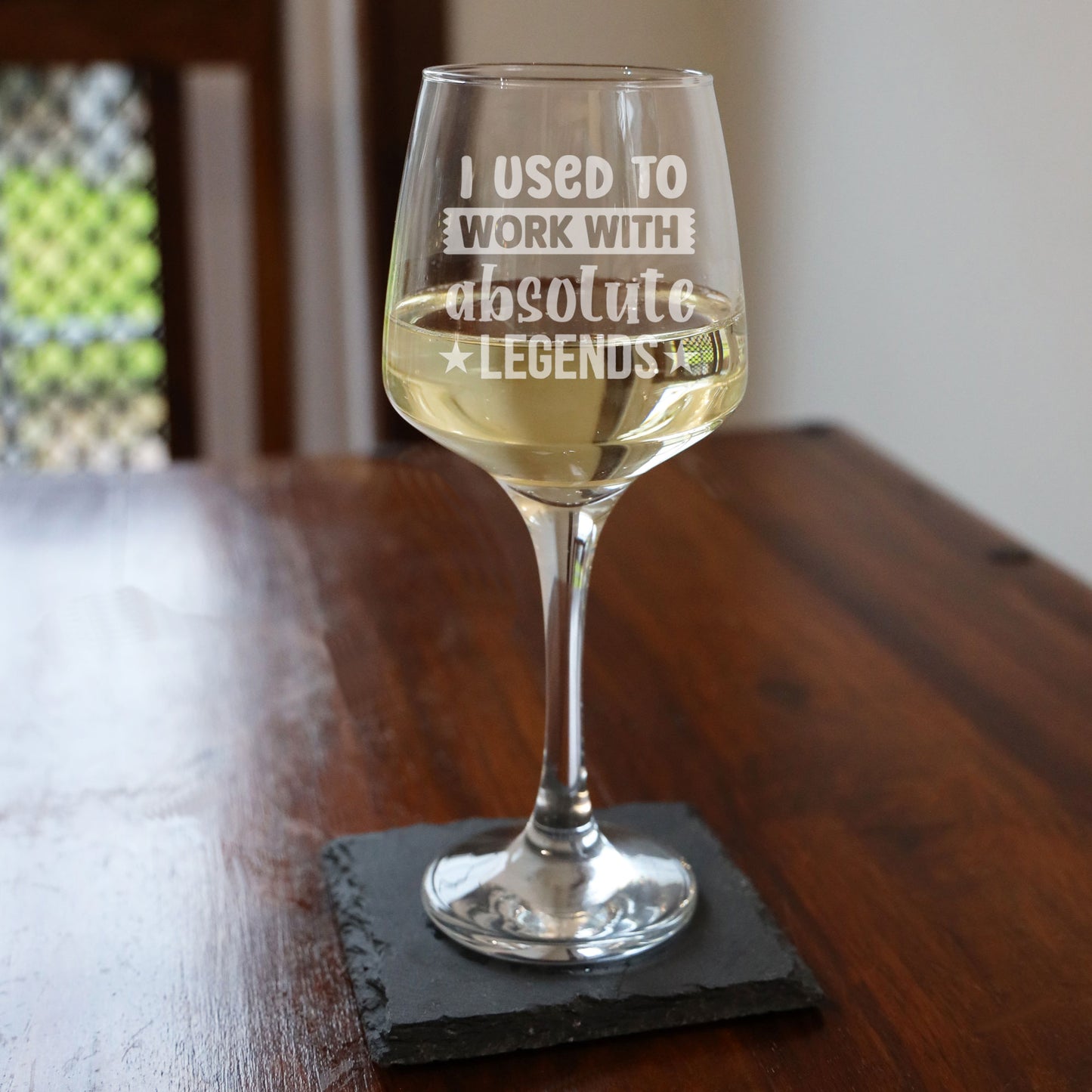 I Used To Work With Absolute Legends Engraved Wine Glass & Coaster -Leaving Gift