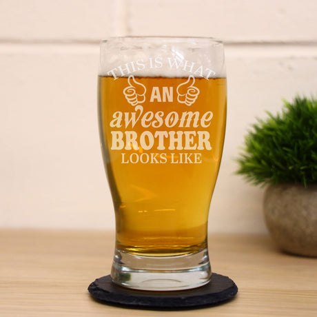 "This Is What An Awesome Person Looks Like" Engraved Novelty Beer Glass - Always Looking Good -   