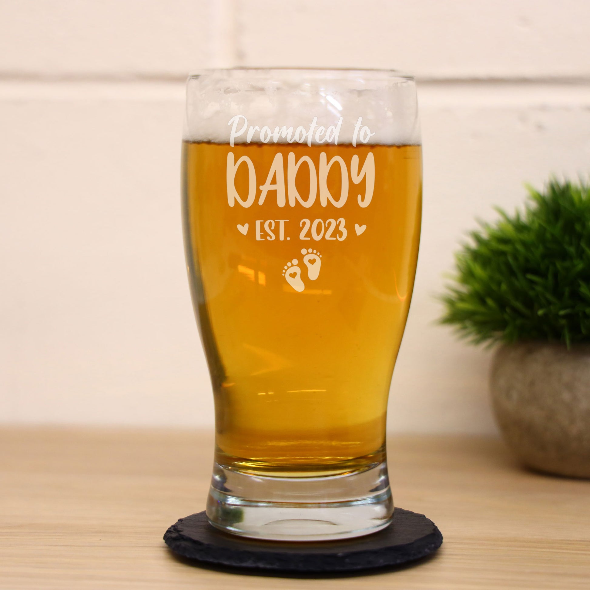 Promoted To Daddy Engraved Pint Glass  - Always Looking Good -   