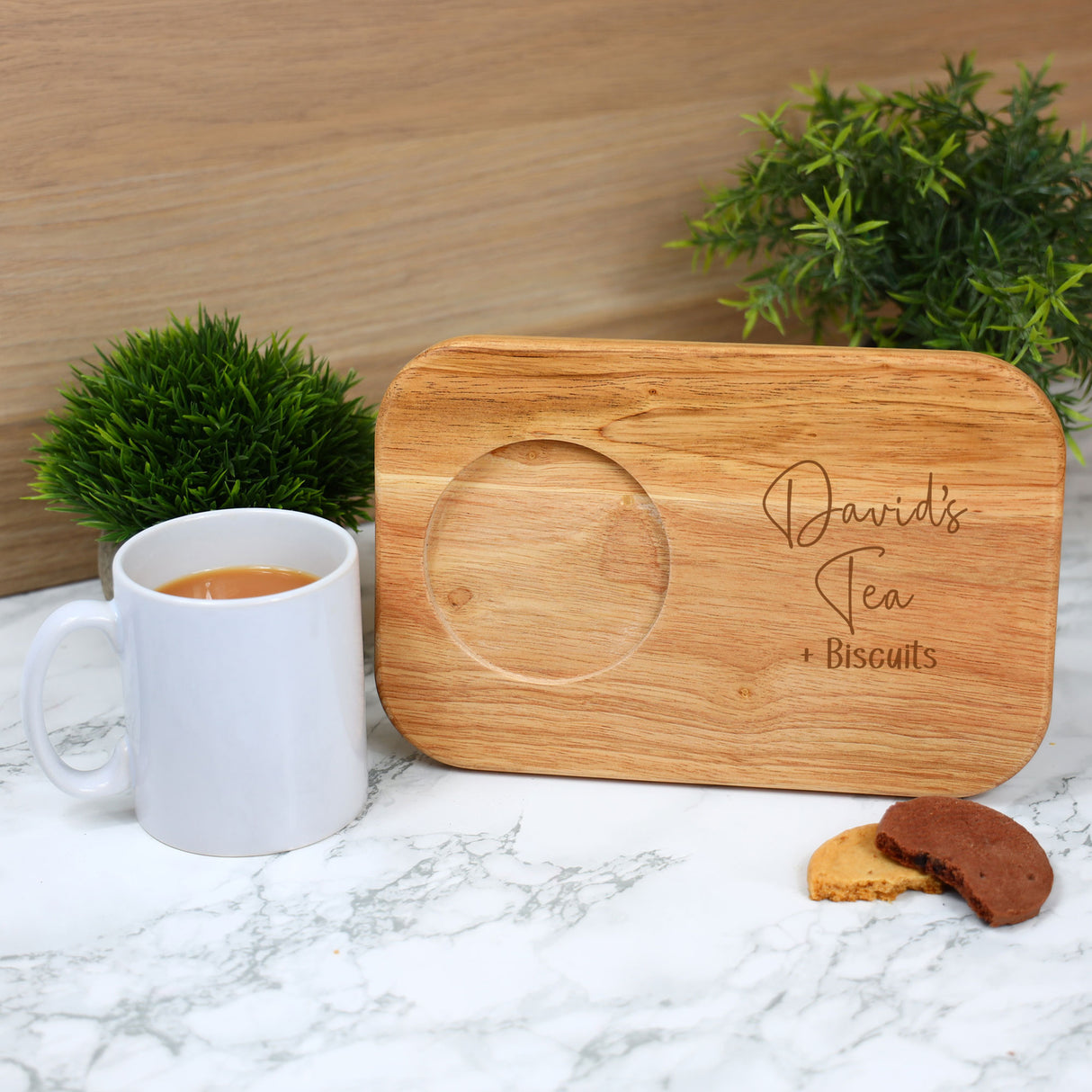 Personalised Tea & Biscuit Engraved Board with Optional Mug