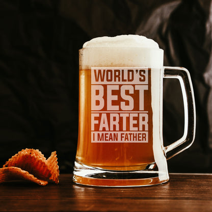 Best Farter I Mean Father Beer Stein Glass & Slate Coaster Gift