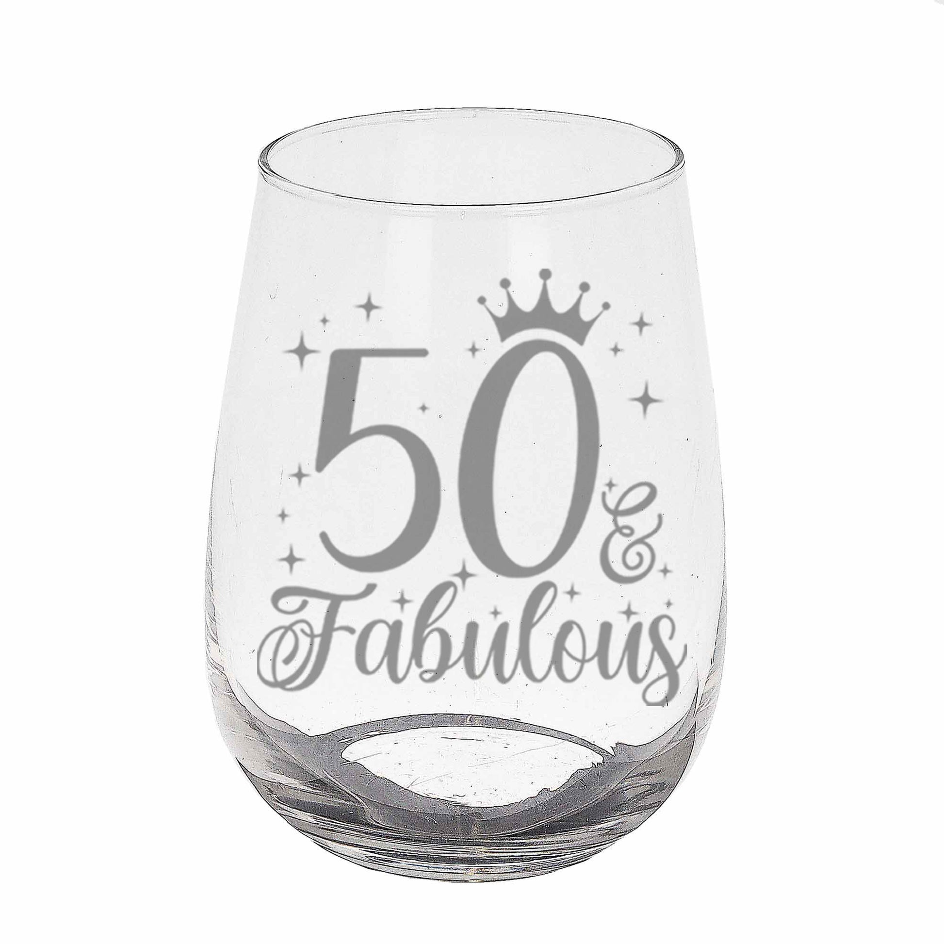 50 & Fabulous Engraved Stemless Gin Glass and/or Coaster Set  - Always Looking Good -   