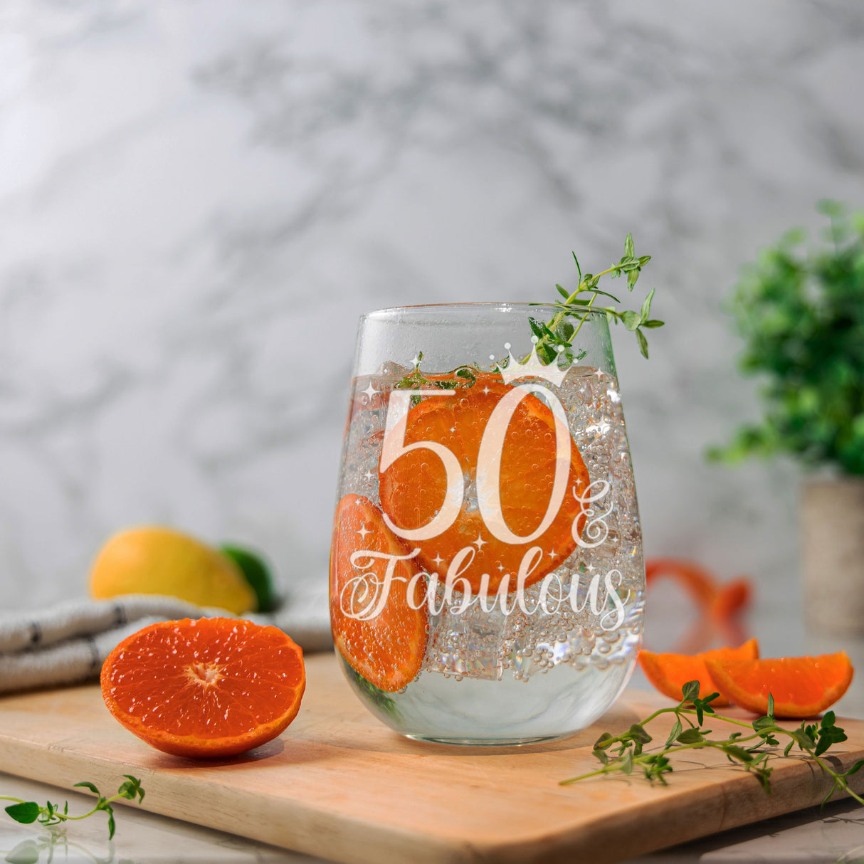 Age and Fabulous Engraved Stemless Gin Glass – Milestone Birthday Gift (18–100)