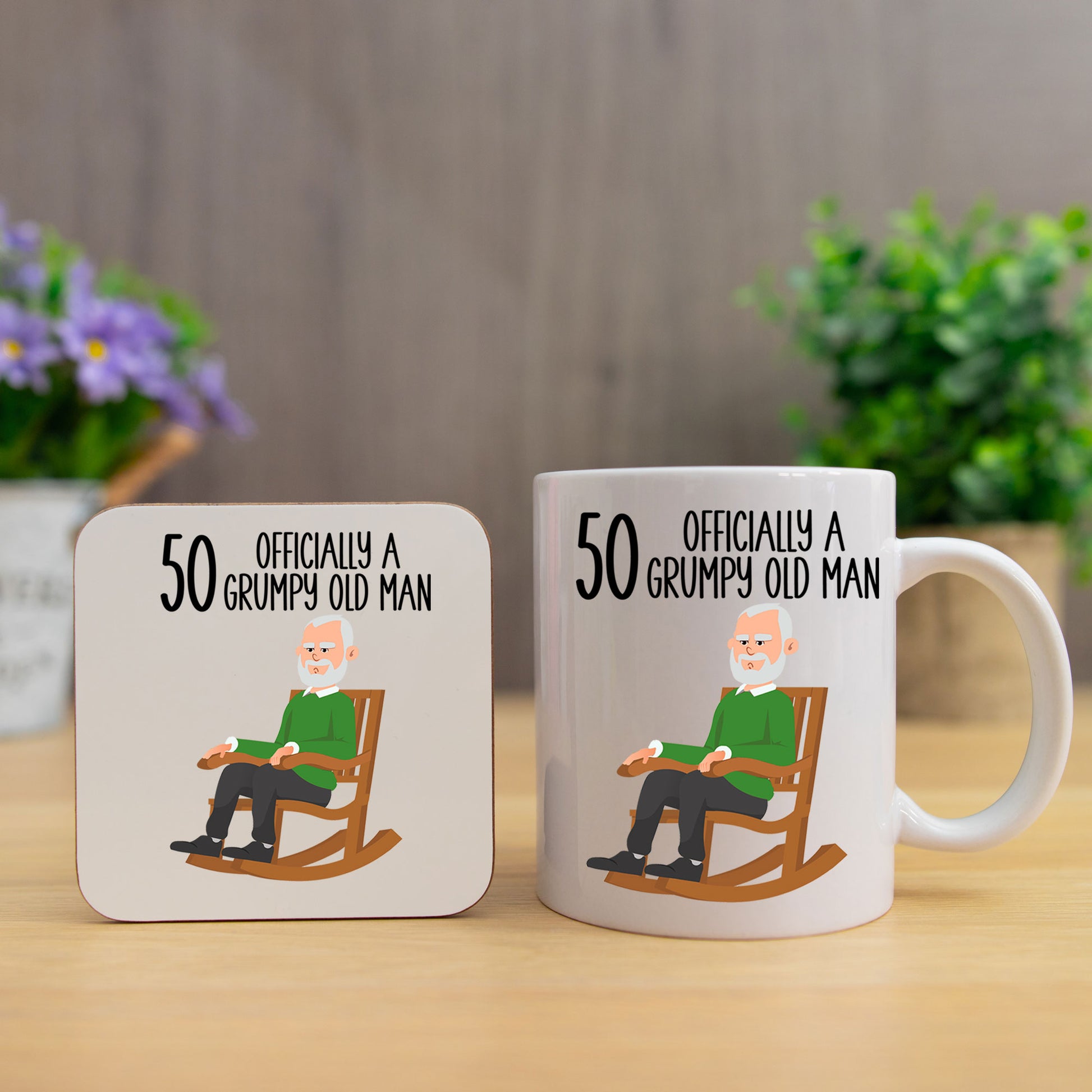 50 Officially A Grumpy Old Man Mug and/or Coaster Gift  - Always Looking Good -   