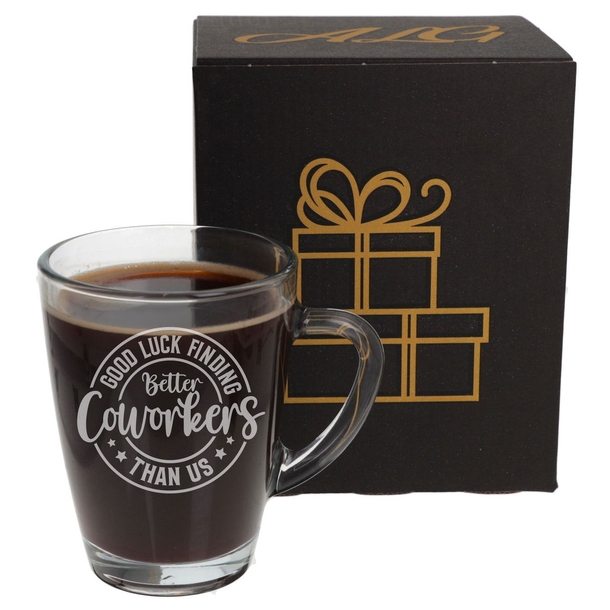 Good Luck Finding Better Coworker Than Us Glass Coffee Mug – Leaving Gift