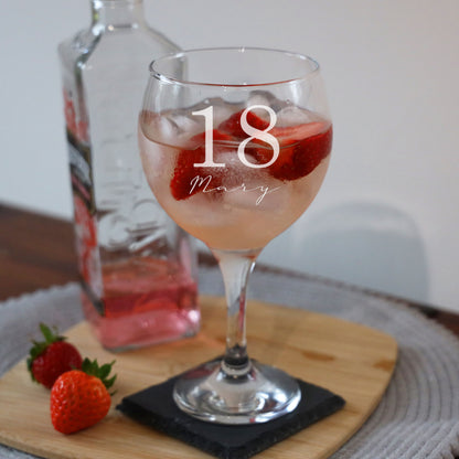 Personalised Engraved Name & Age Gin Glass Gift Set For Birthday Present