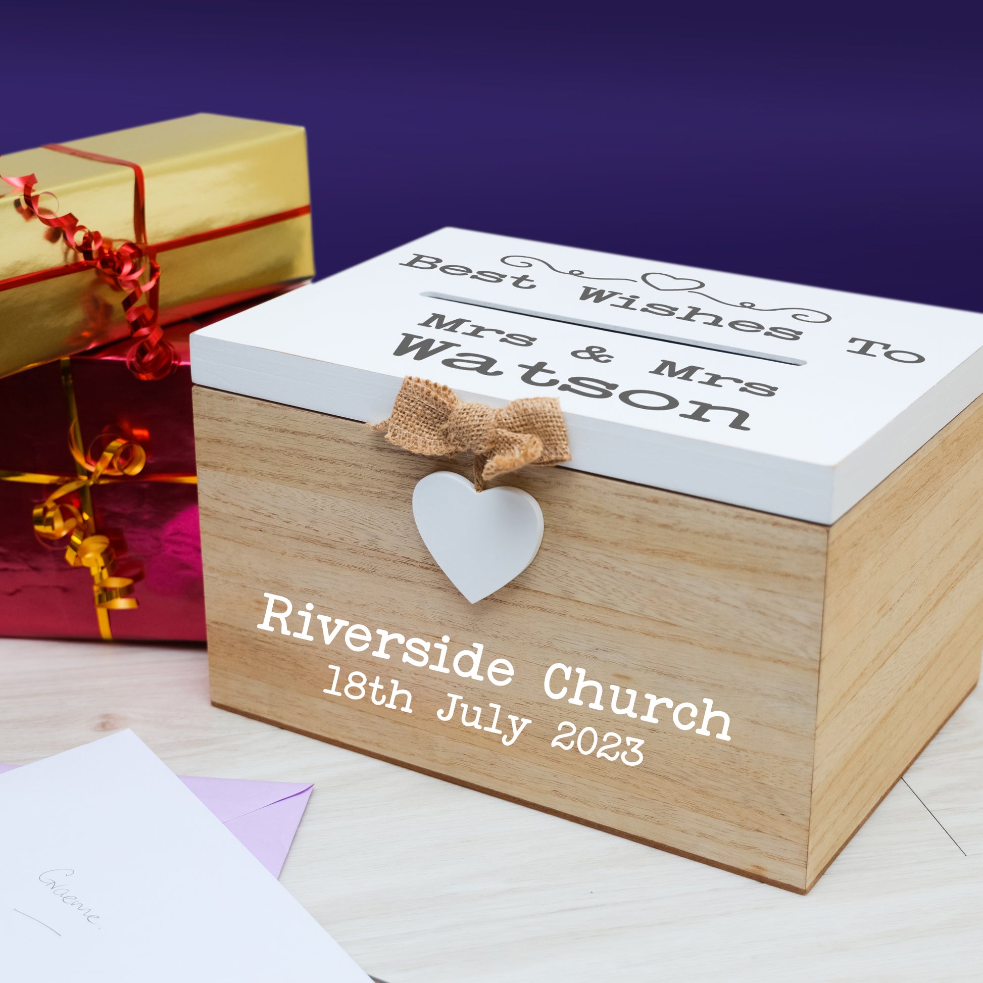 Personalised Gay Wedding Card White & Wooden Memory Box MRS & MRS  - Always Looking Good -   