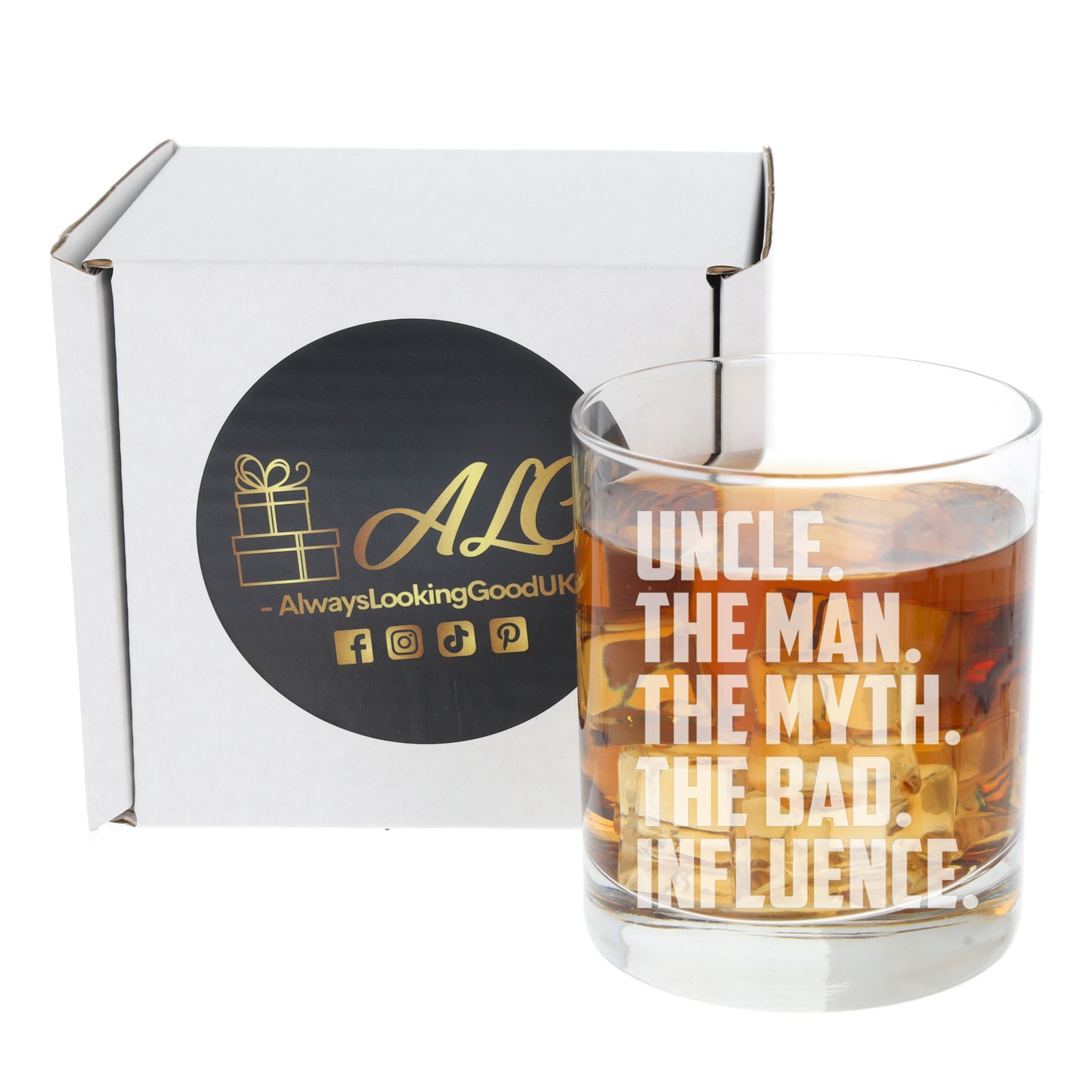 Uncle, The Man, The Myth, The Bad Influence Engraved Whisky Glass and/or Coaster Set  - Always Looking Good -   