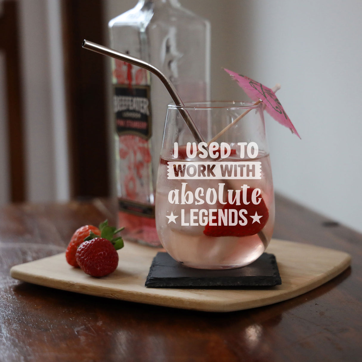 I Used to Work with Absolute Legends Engraved Stemless Gin Glass – Funny Leaving Gift
