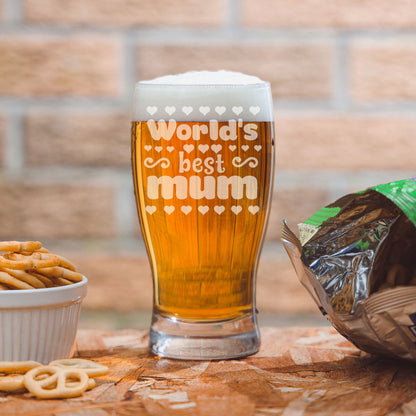 “Worlds Best Mum” Engraved Beer Glass and/or Coaster Gifts For Mum
  - Always Looking Good -   