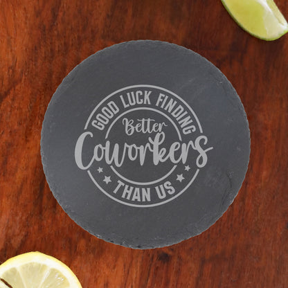 Funny Leaving Gift – Better Coworker Engraved Glass Mug & Slate Coaster