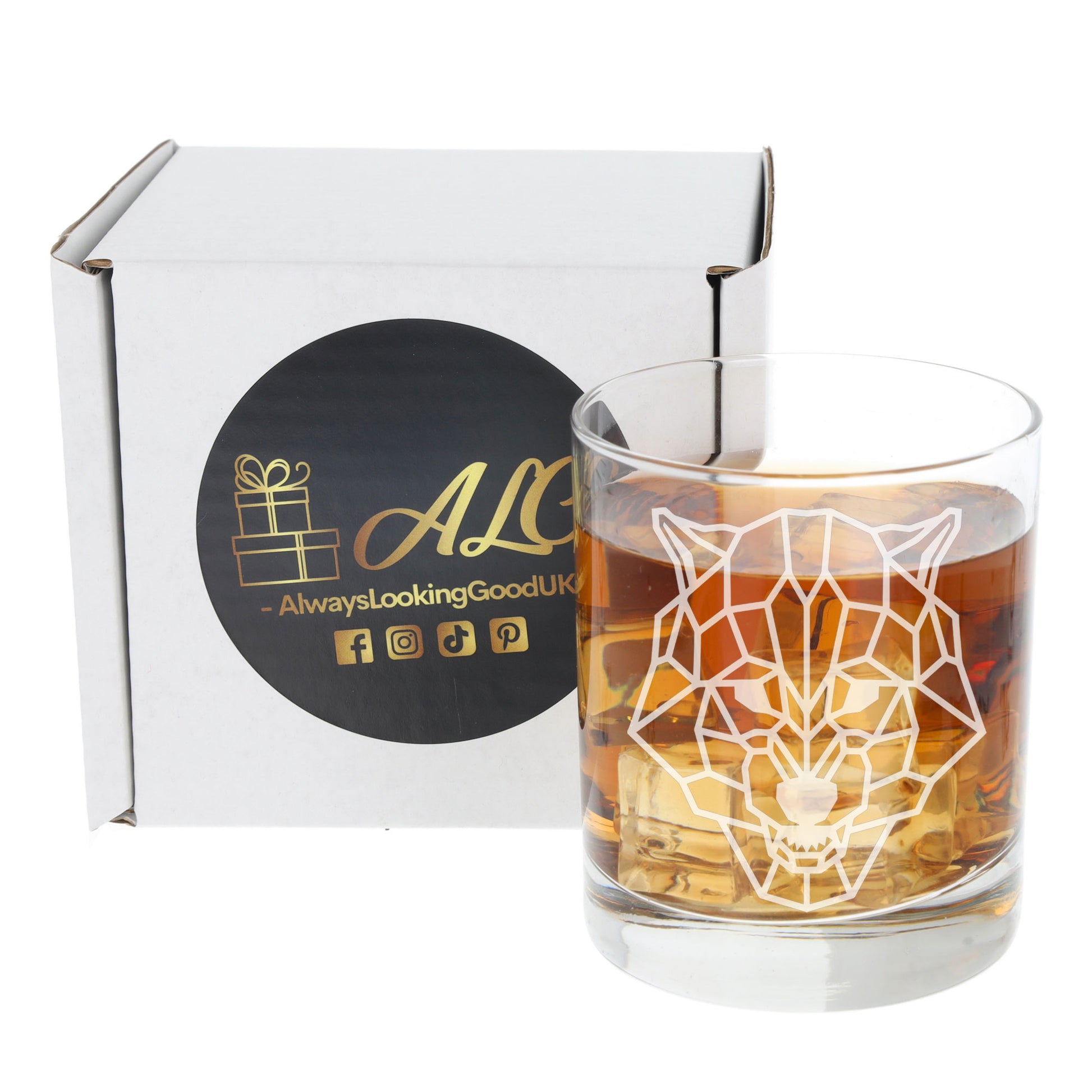 Wolf Engraved Whisky Glass  - Always Looking Good -   