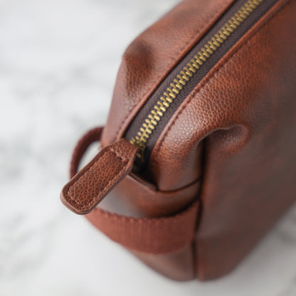 Personalised Men's Wash Back NU Leather Toiletry Filled Bag Gift  - Always Looking Good -   
